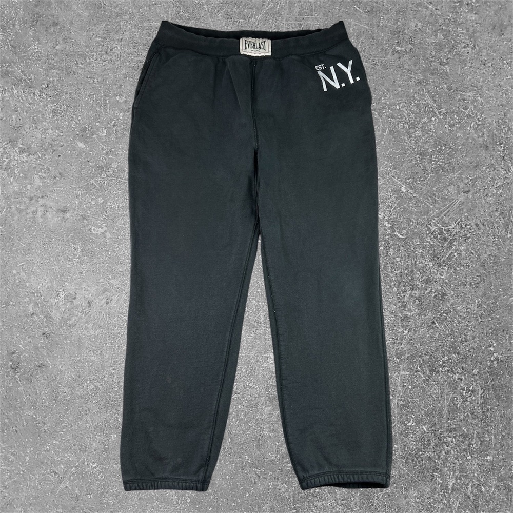 Everlast Boxing Sweatpants Mens Large Black NY Graphic Joggers Athletic Baggy